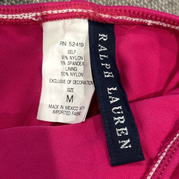 Ralph Lauren Swim Suit Womens Medium Hot Pink Skirted One Piece Halter Neck - Picture 3 of 6